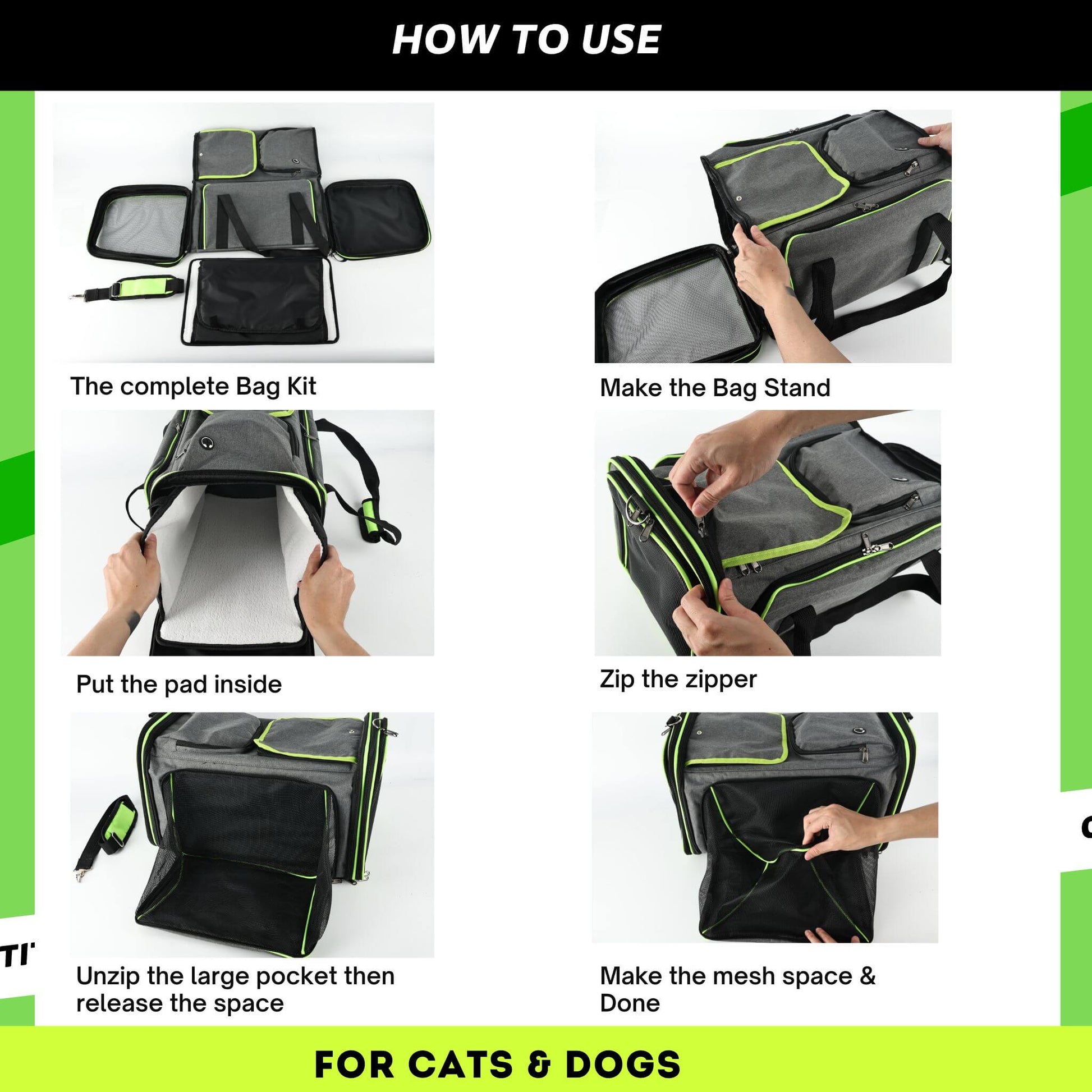 Soft-Sided Black Cat Carrier for Large Cats Maine Coon - Soldaypet