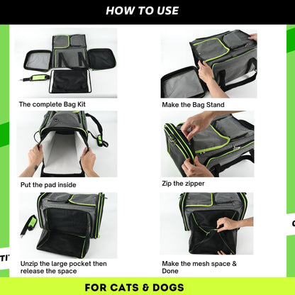 Soft-Sided Black Cat Carrier for Large Cats Maine Coon - Soldaypet