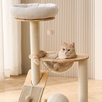 Solid Wood Cat Tower Medium Size | Oak W2 - Soldaypet