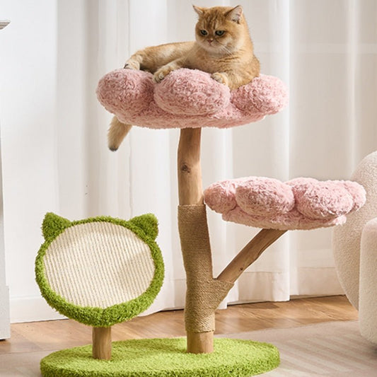 Stunning Pink Flower Cat Tree Pink Cat Tree | Real Wood Series - Soldaypet