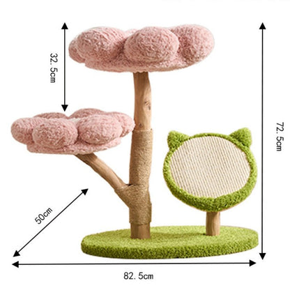 Stunning Pink Flower Cat Tree Pink Cat Tree | Real Wood Series - Soldaypet