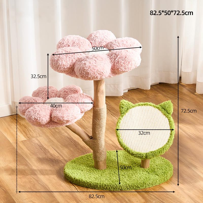 Stunning Pink Flower Cat Tree Pink Cat Tree | Real Wood Series - Soldaypet