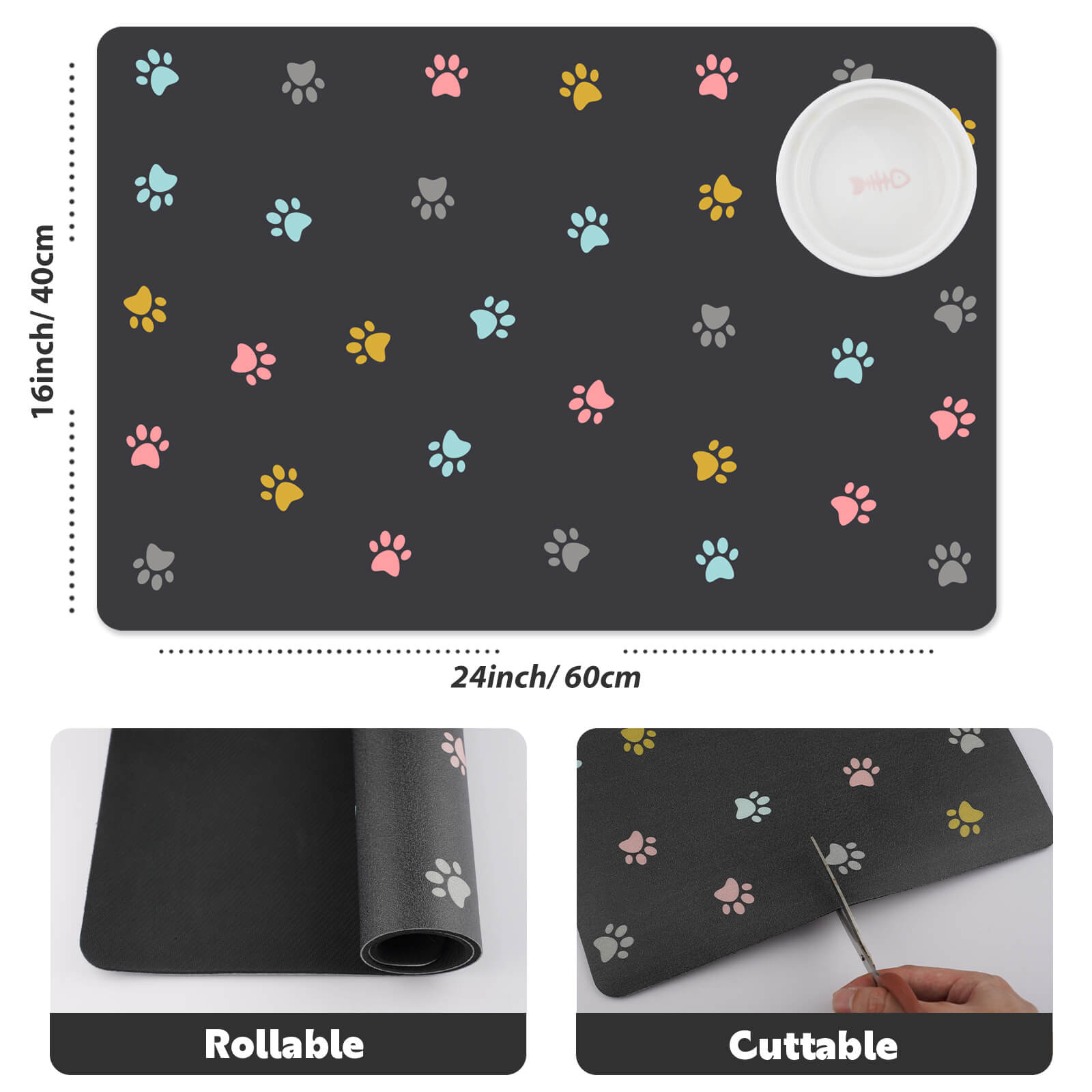 Waterproof Pet Food Mat (Dark Grey) - Soldaypet