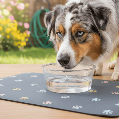 Soldaypet Waterproof Pet Food Mat Light Grey