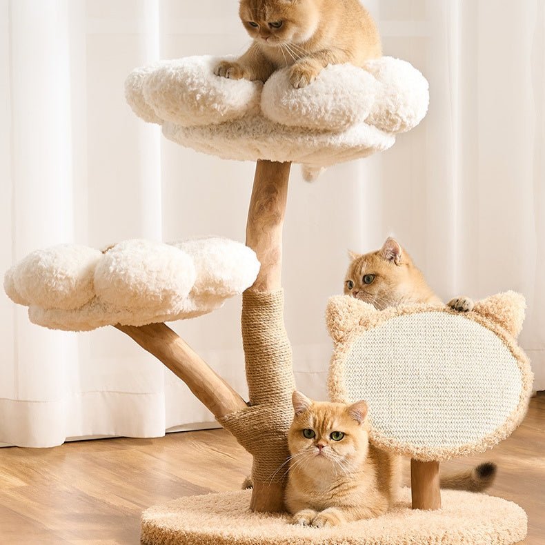 White And Brown Cat Tree| Real Wood Series - Soldaypet