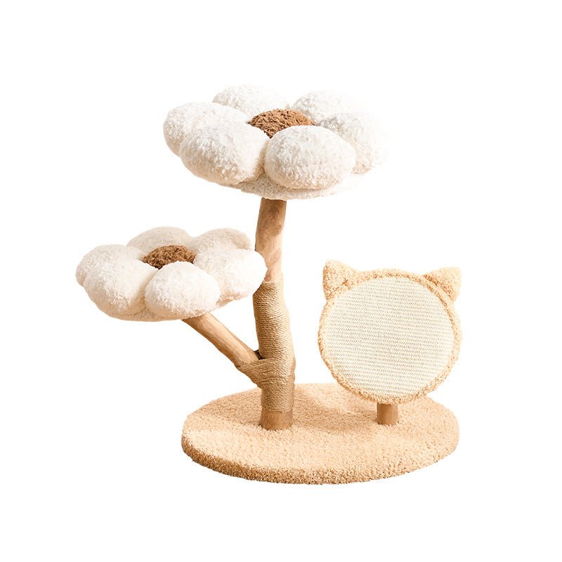 white and sturdy flower cat tree  for multiple cats
