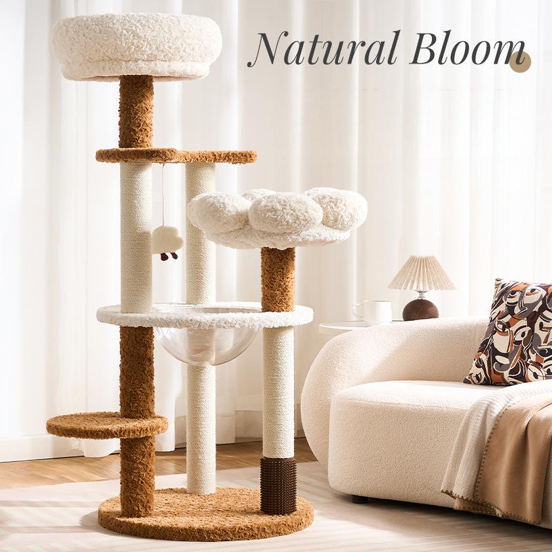 White Flower Large Cat Tree| Four Levels - Soldaypet